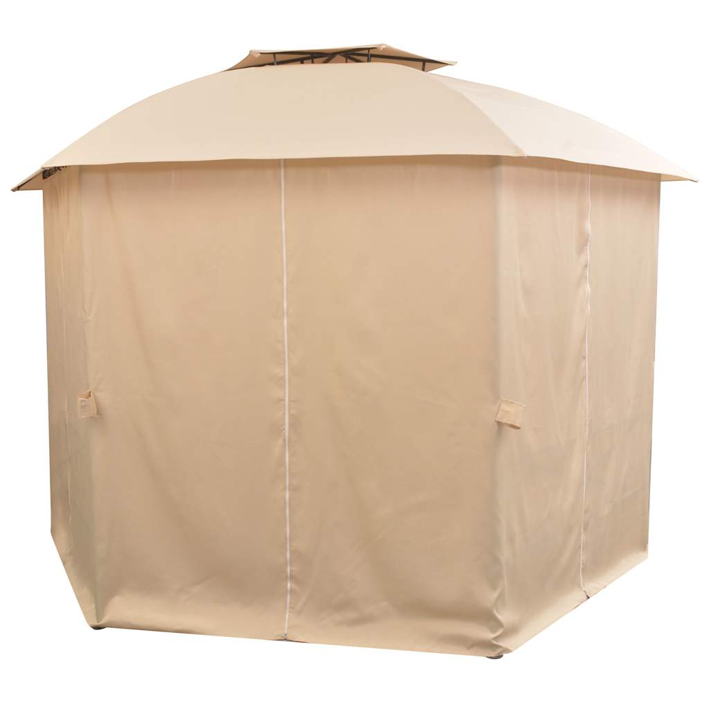 Gazebo Hexagonal Garden Marquee Curtains 360x265cm Party Pavilion Tent beige ant