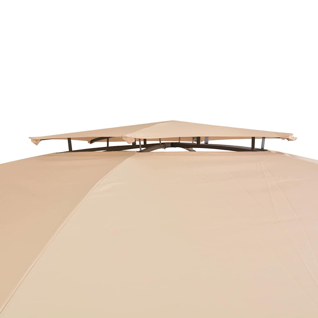 Gazebo Hexagonal Garden Marquee Curtains 360x265cm Party Pavilion Tent beige ant