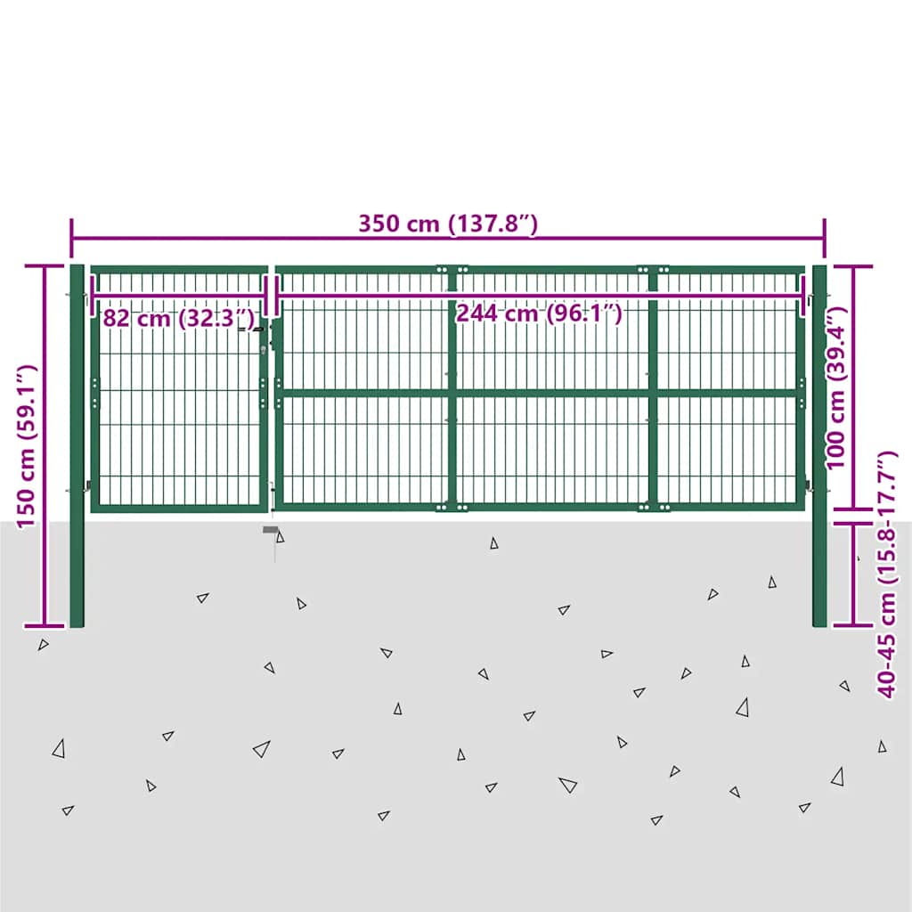 Garden Fence Gate With Posts Steel