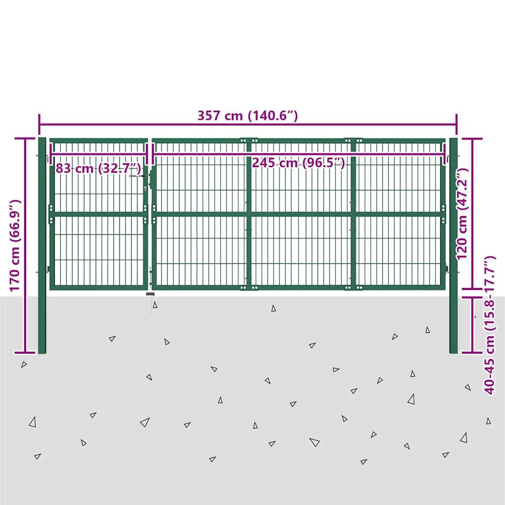Garden Fence Gate With Posts Steel