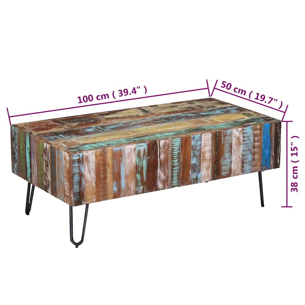 Coffee Table Solid Reclaimed Wood 100X50X38 Cm