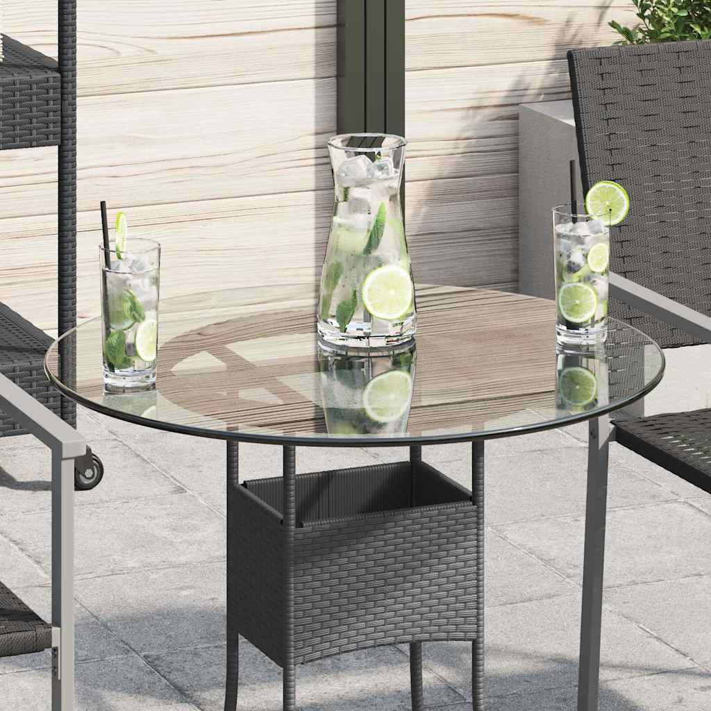 Table Top Black 6 Mm Tempered Glass With Marble Design