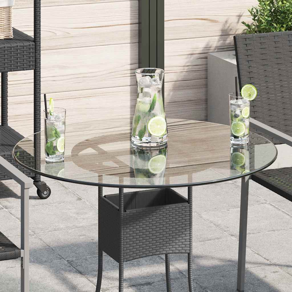 Table Top Black 6 Mm Tempered Glass With Marble Design
