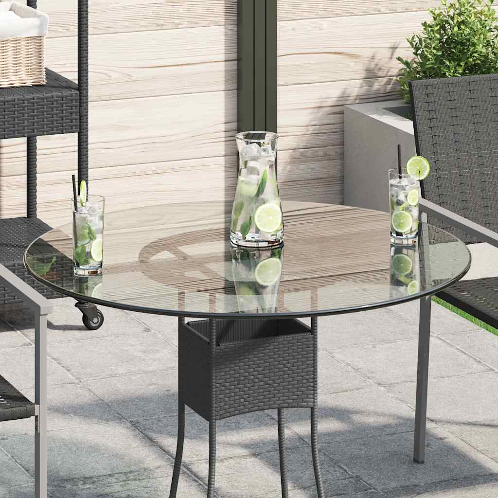 Table Top Black 6 Mm Tempered Glass With Marble Design
