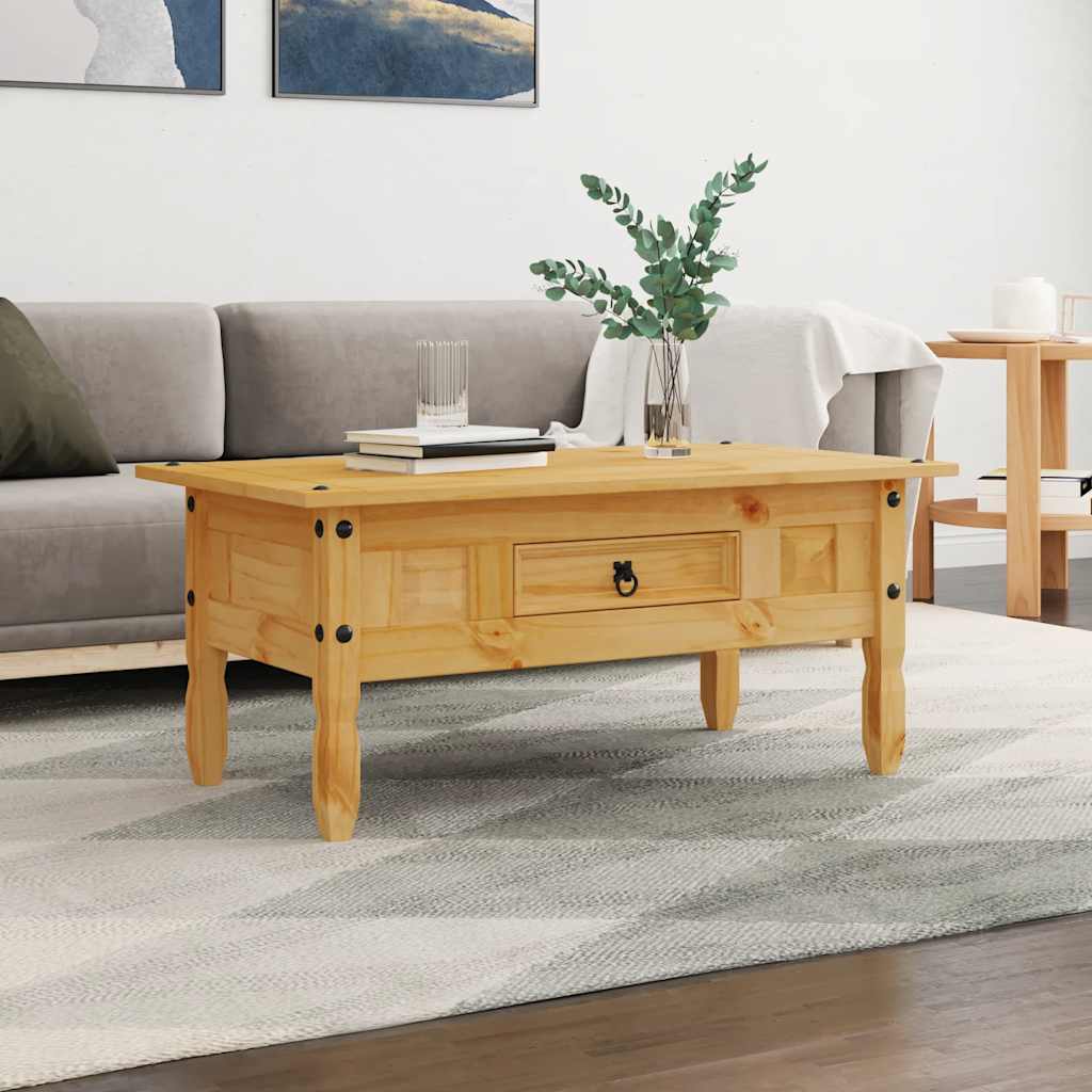 Coffee Table Mexican Pine Corona Range 100X55X44 Cm white brown grey 100 cm