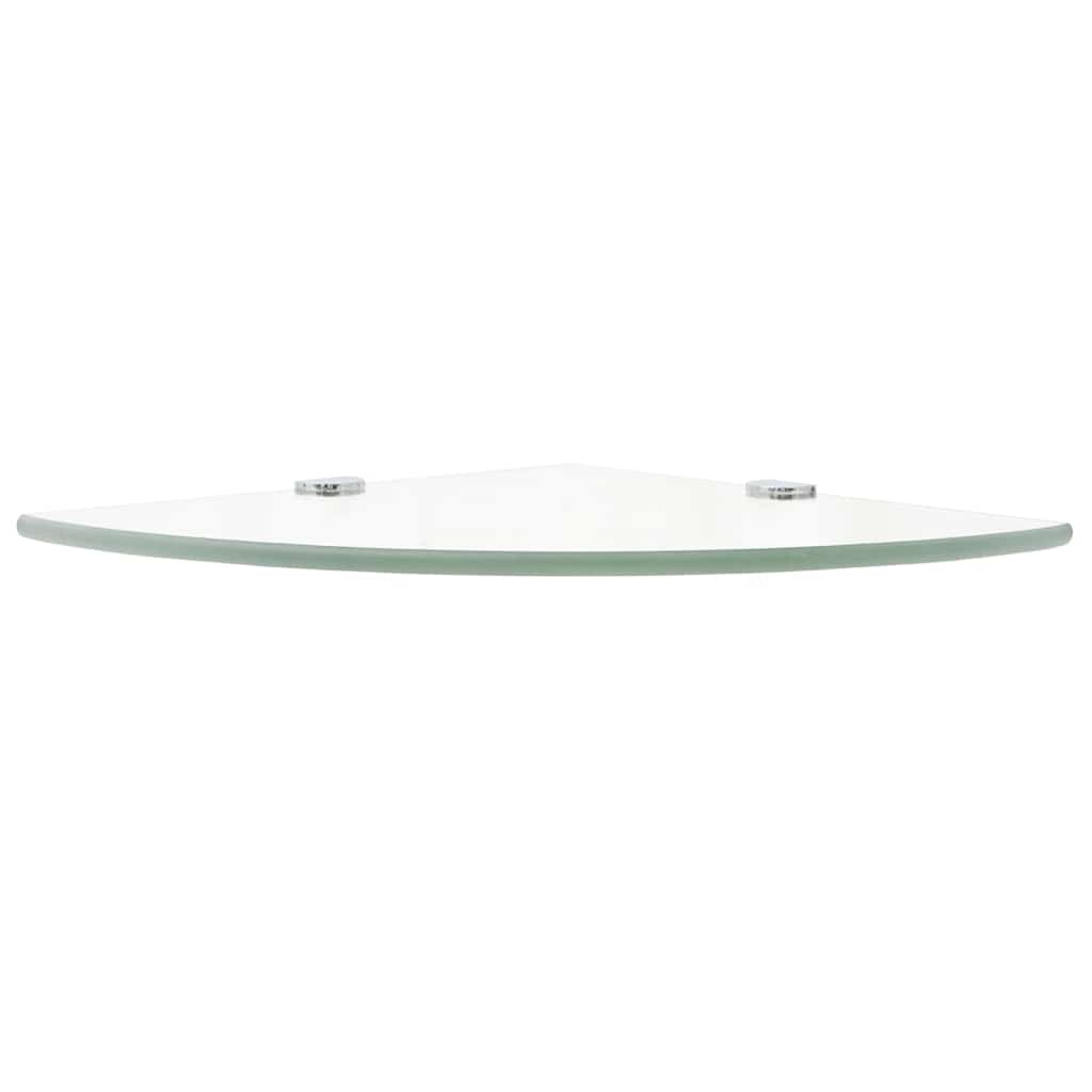 Wall Shelf Glass Corner Clear Chrome Supports Bathroom Kitchen Black Transparent