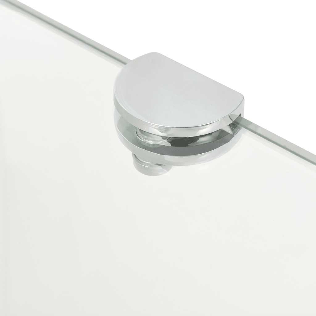 Wall Shelf Glass Corner Clear Chrome Supports Bathroom Kitchen Black Transparent