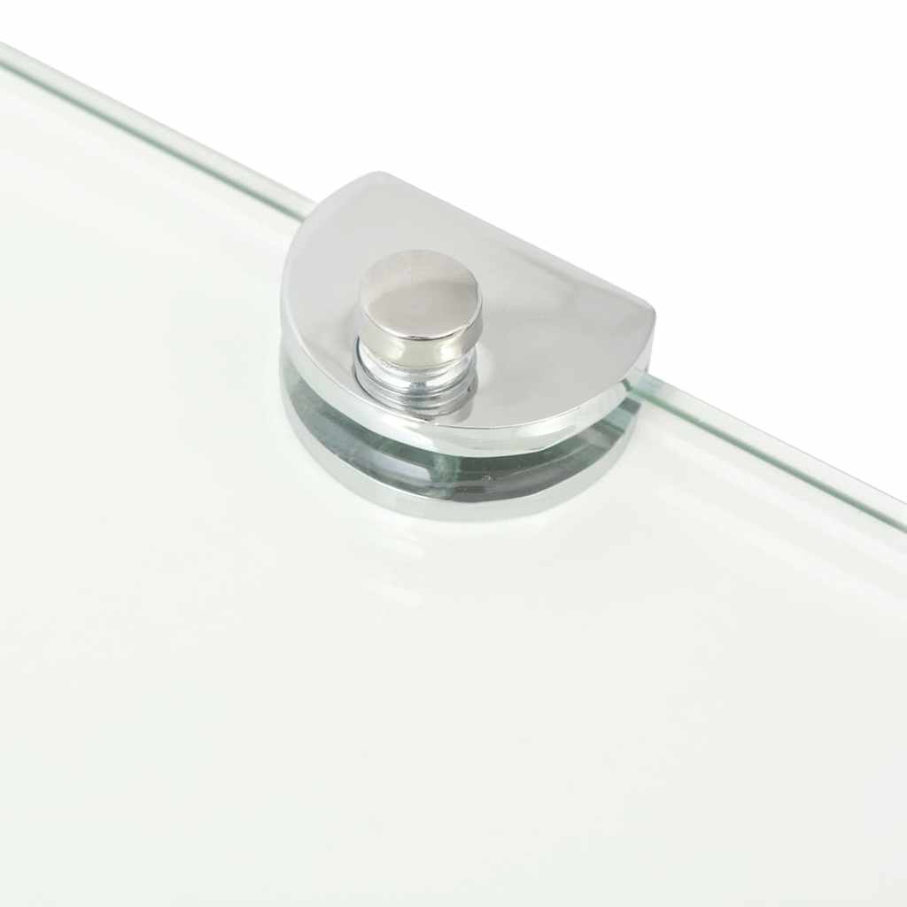 Wall Shelf Glass Corner Clear Chrome Supports Bathroom Kitchen Black Transparent