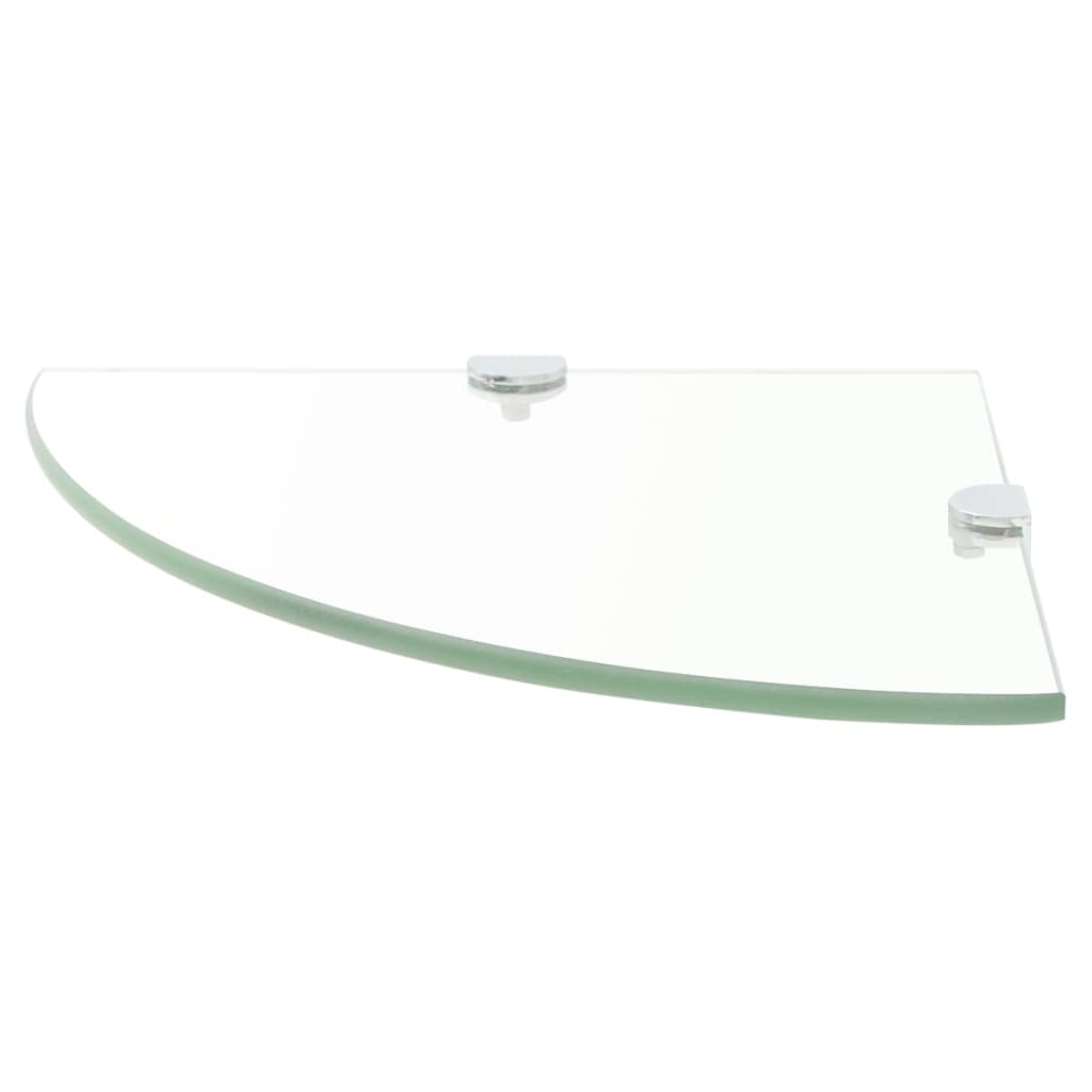 Corner Shelf With Chrome Supports Glass Clear