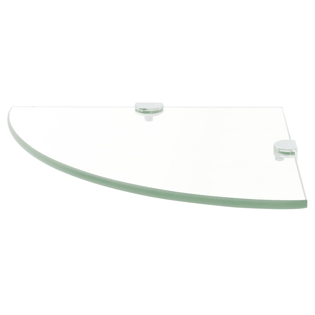 Wall Shelf Glass Corner Clear Chrome Supports Bathroom Kitchen Black Transparent