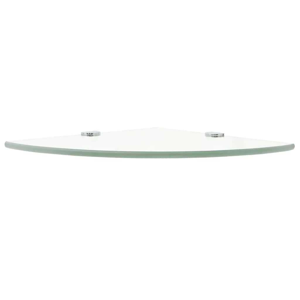 Wall Shelf Glass Corner Clear Chrome Supports Bathroom Kitchen Black Transparent