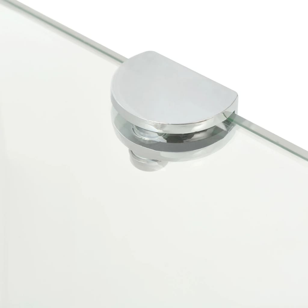 Corner Shelf With Chrome Supports Glass Clear