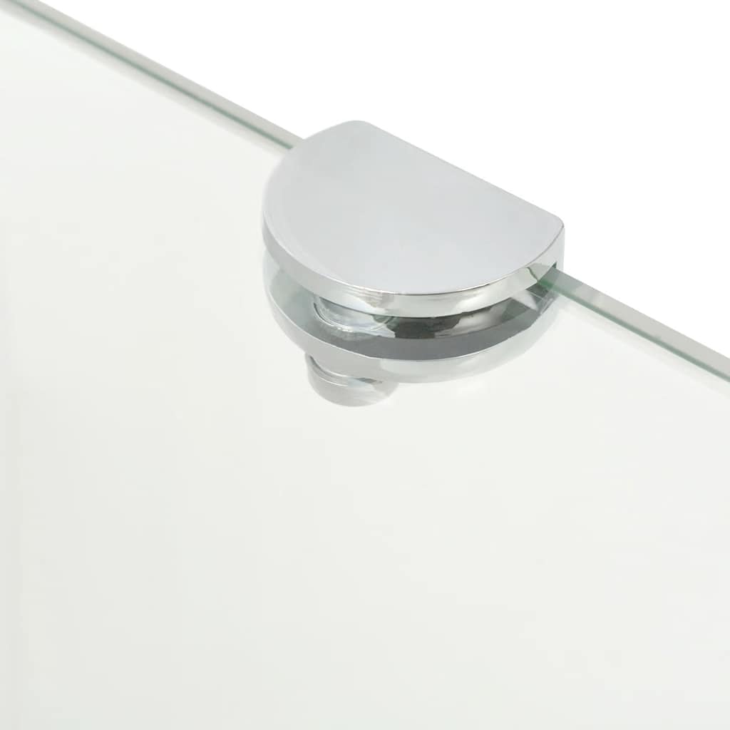 Wall Shelf Glass Corner Clear Chrome Supports Bathroom Kitchen Black Transparent
