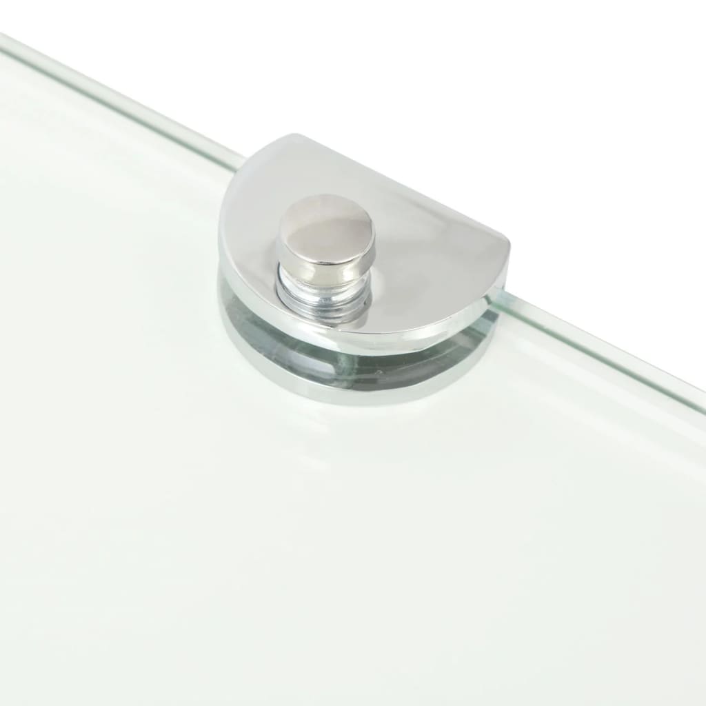 Corner Shelf With Chrome Supports Glass Clear