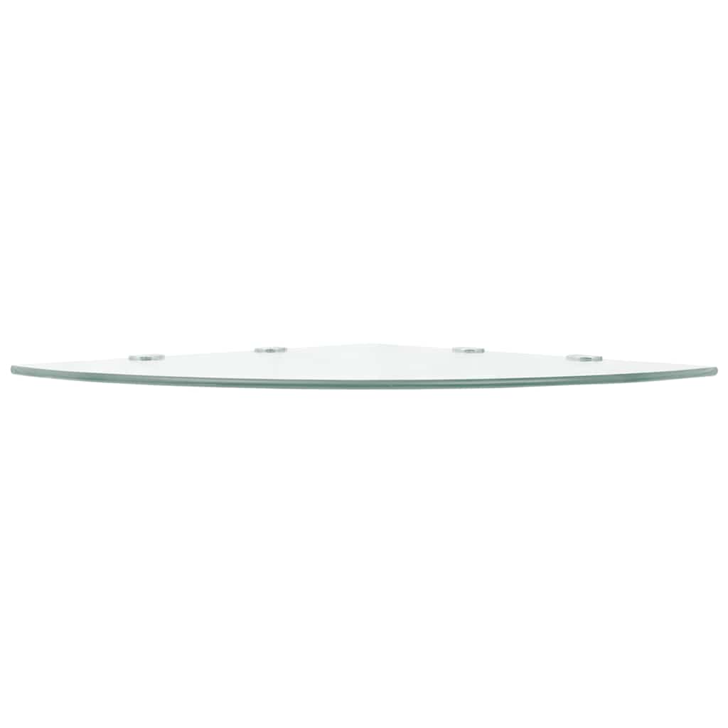 Wall Shelf Glass Corner Clear Chrome Supports Bathroom Kitchen Black Transparent