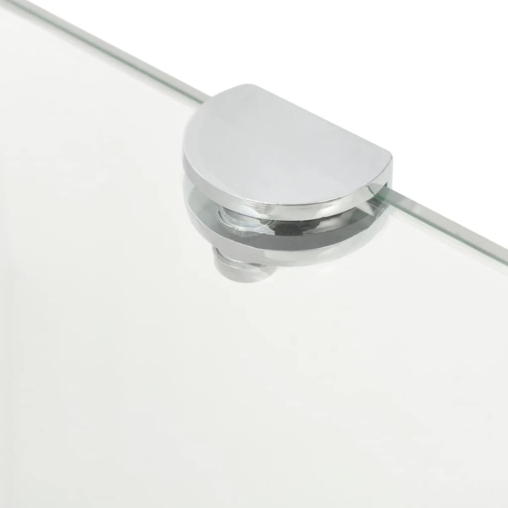 Wall Shelf Glass Corner Clear Chrome Supports Bathroom Kitchen Black Transparent