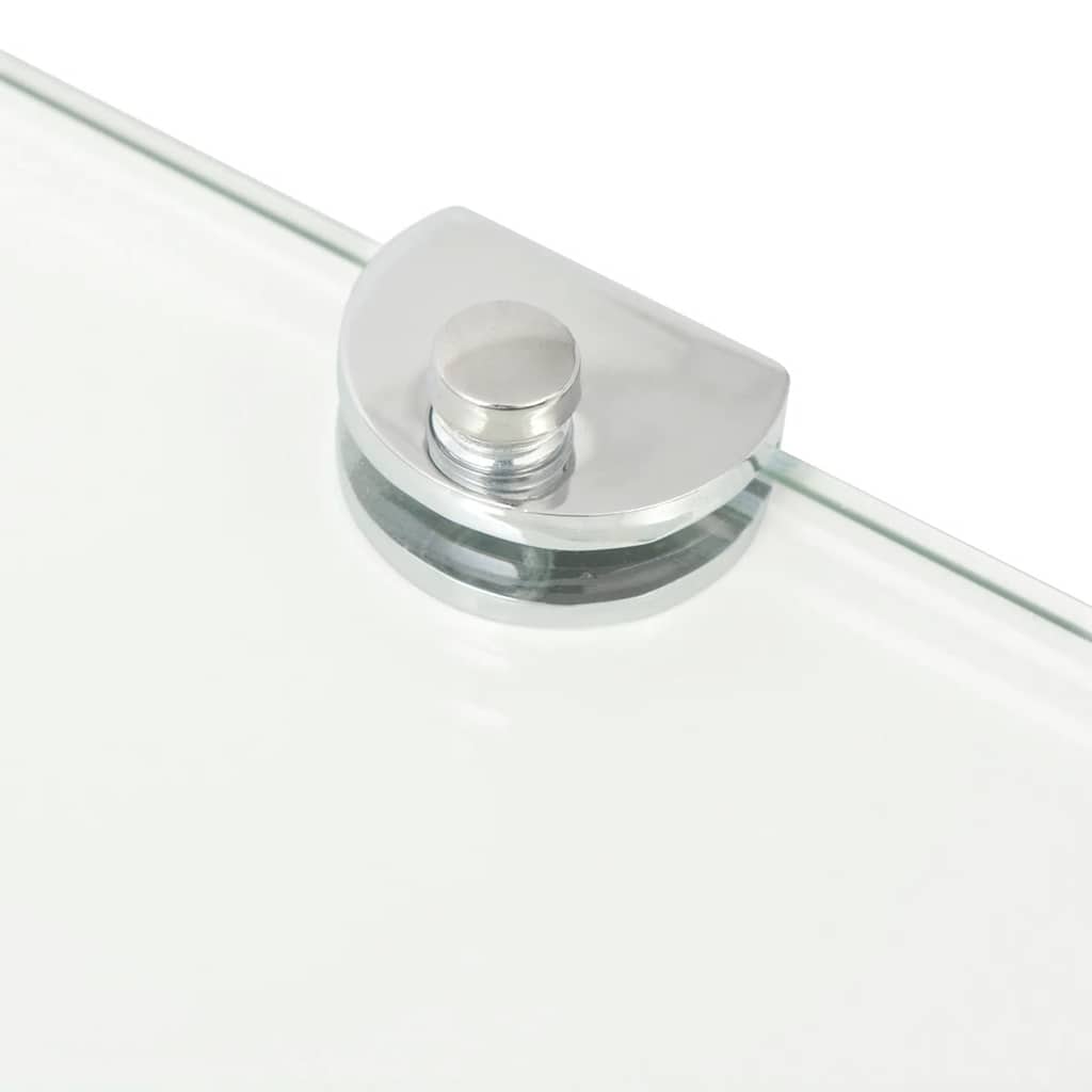 Wall Shelf Glass Corner Clear Chrome Supports Bathroom Kitchen Black Transparent