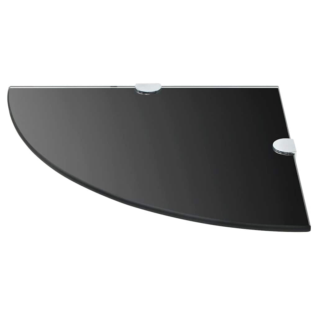Wall Shelf Glass Corner Clear Chrome Supports Bathroom Kitchen Black Transparent