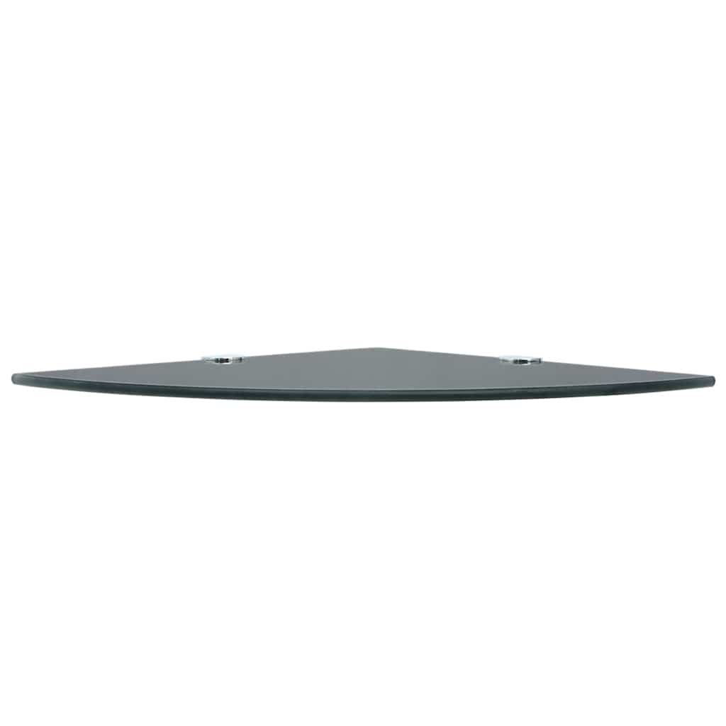 Wall Shelf Glass Corner Clear Chrome Supports Bathroom Kitchen Black Transparent