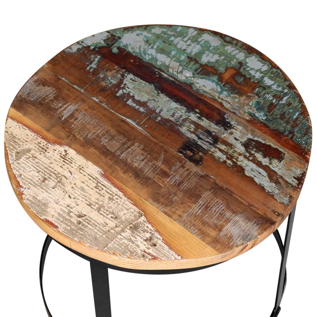 Two Piece Coffee Table Set Solid Reclaimed Wood Round 40Cm/50Cm