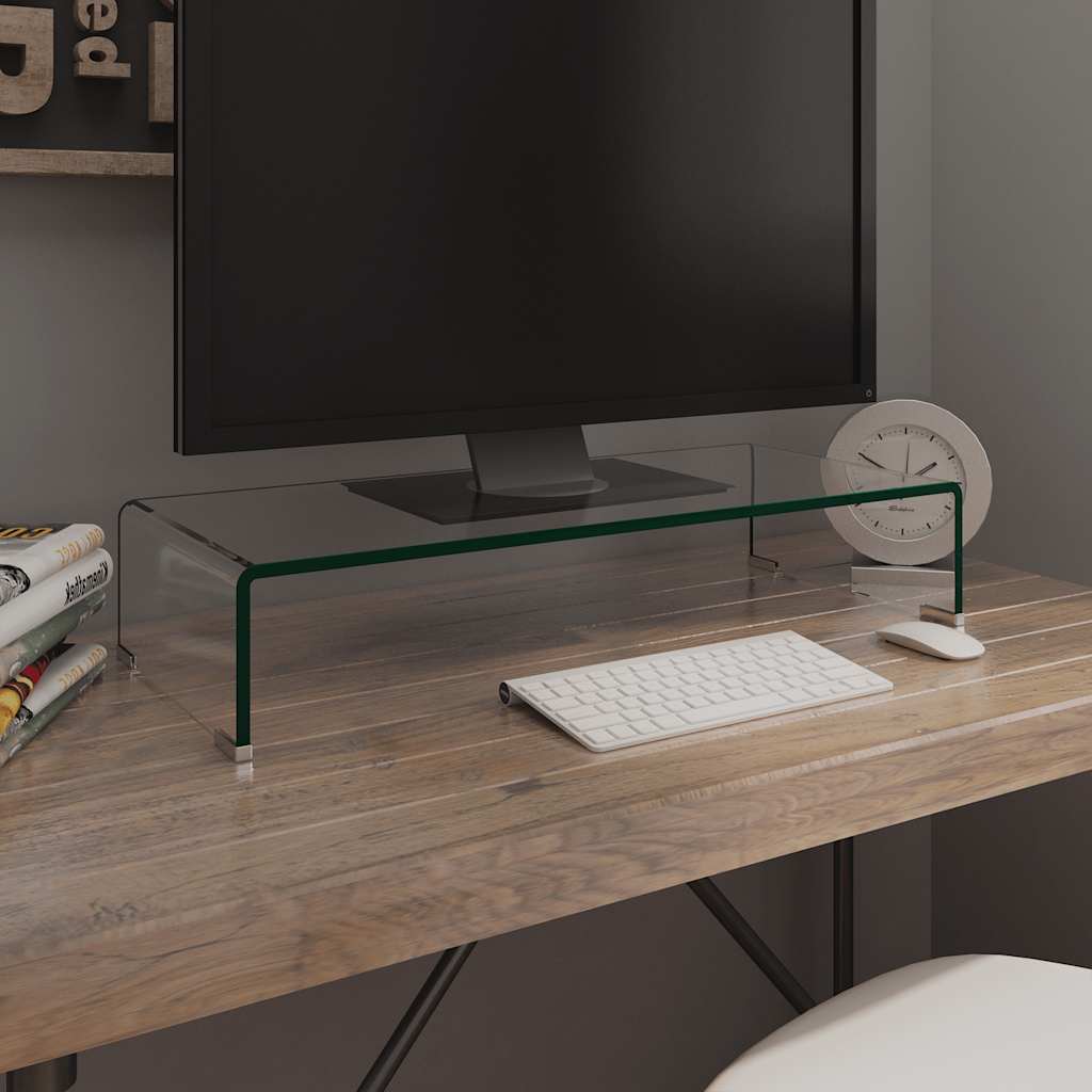 Entertainment Centres & TV Stands Glass Monitor Stand Clear Screen Riser Desktop