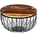 Coffee Table Solid Reclaimed Wood Multicolour 60 x 35 cm (Diameter x H) LED