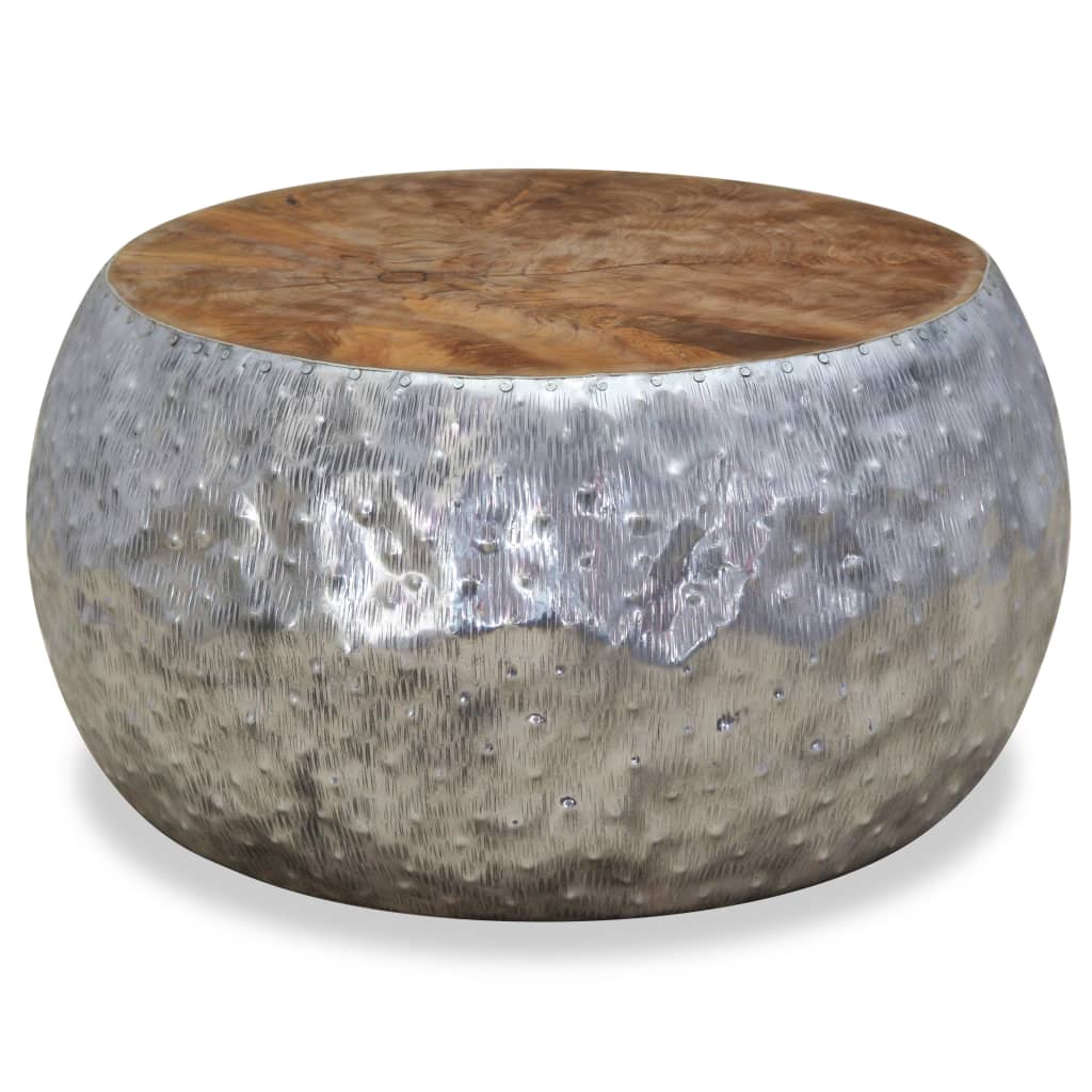 Coffee Table Aluminium Teak 60X60X30 Cm