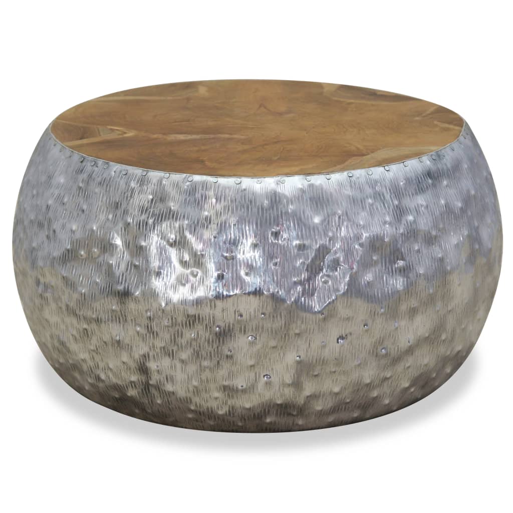 Coffee Table Aluminium Teak 60X60X30 Cm