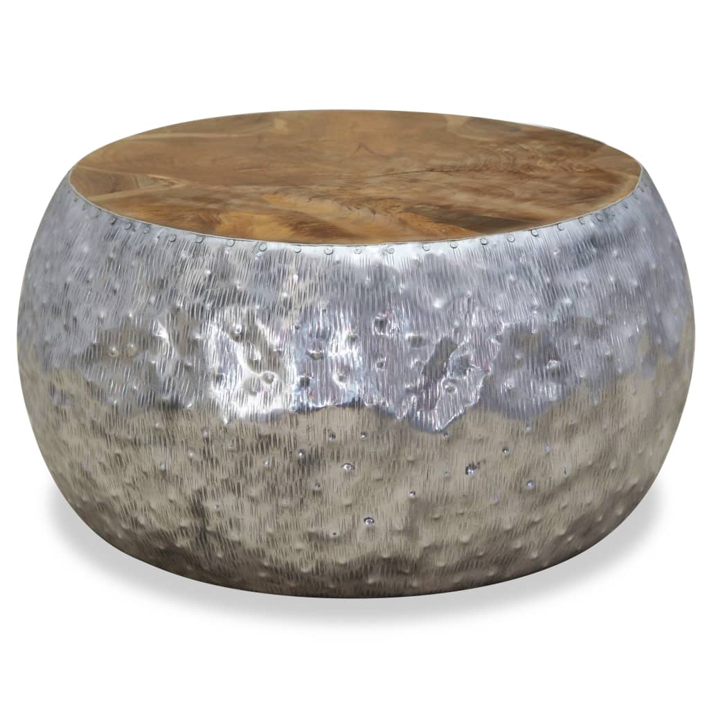 Coffee Table Aluminium Teak 60X60X30 Cm