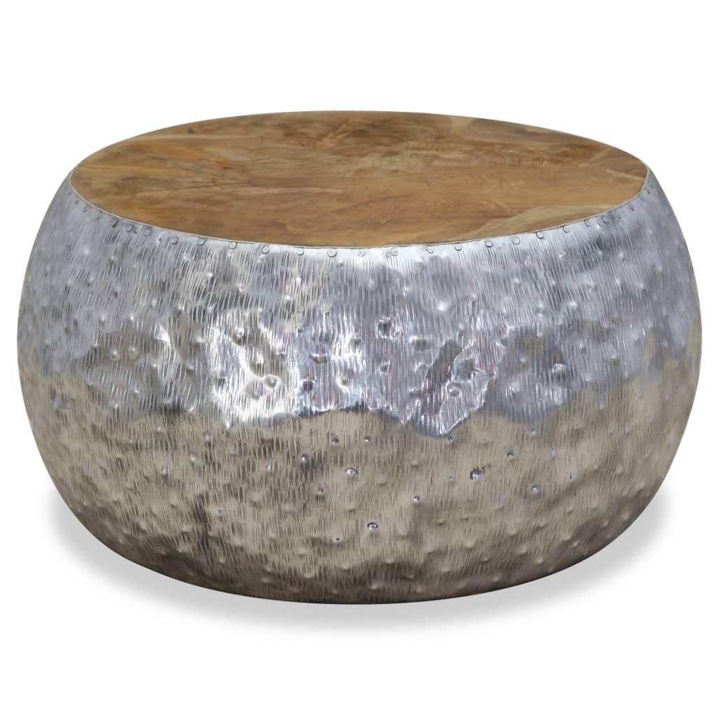 Coffee Table Aluminium Teak 60X60X30 Cm