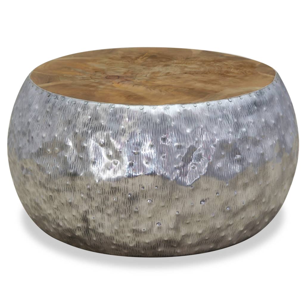 Coffee Table Aluminium Teak 60X60X30 Cm