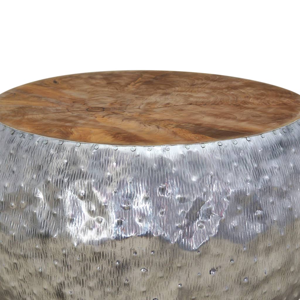Coffee Table Aluminium Teak 60X60X30 Cm