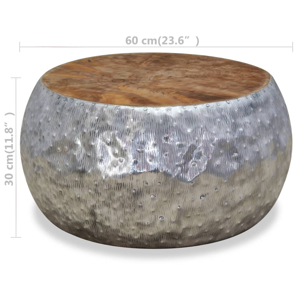 Coffee Table Aluminium Teak 60X60X30 Cm