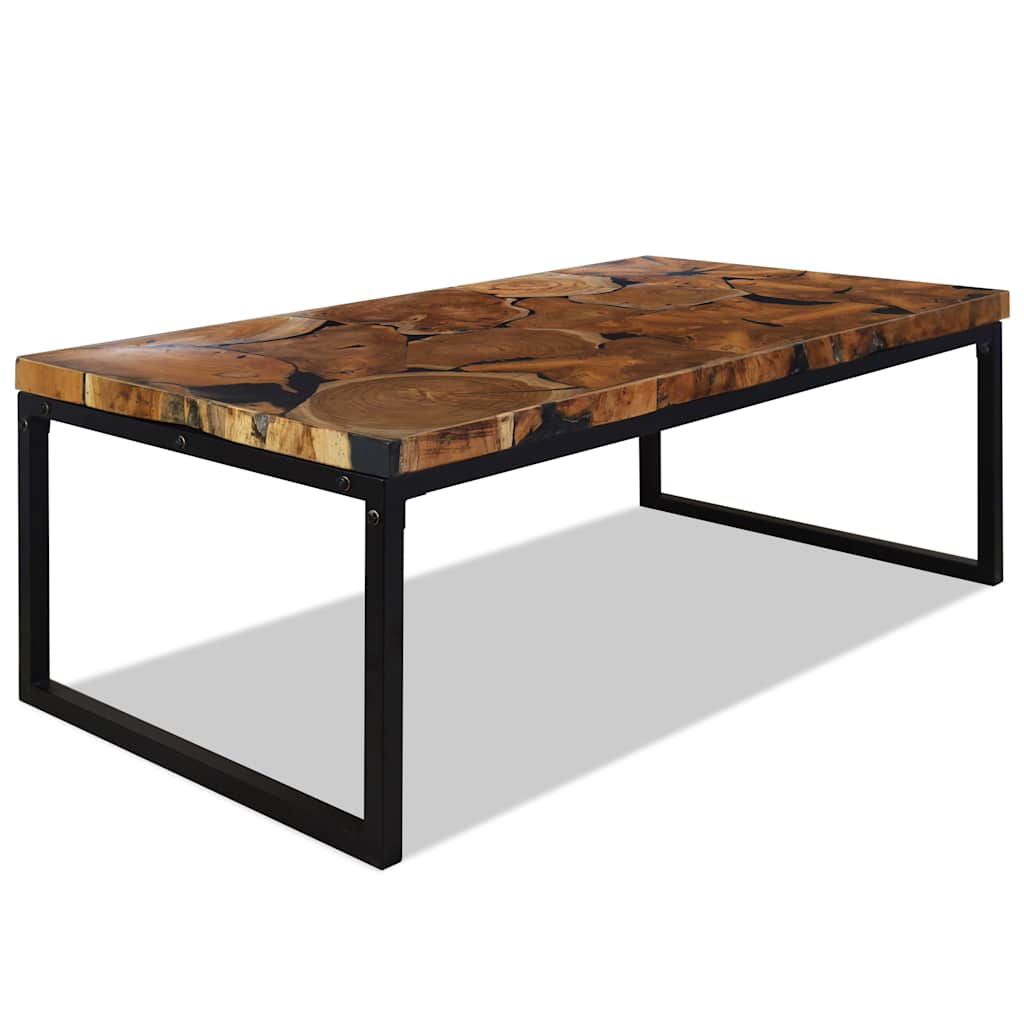 Coffee Table Teak Resin 110X60X40 Cm Brown white black 110 cm