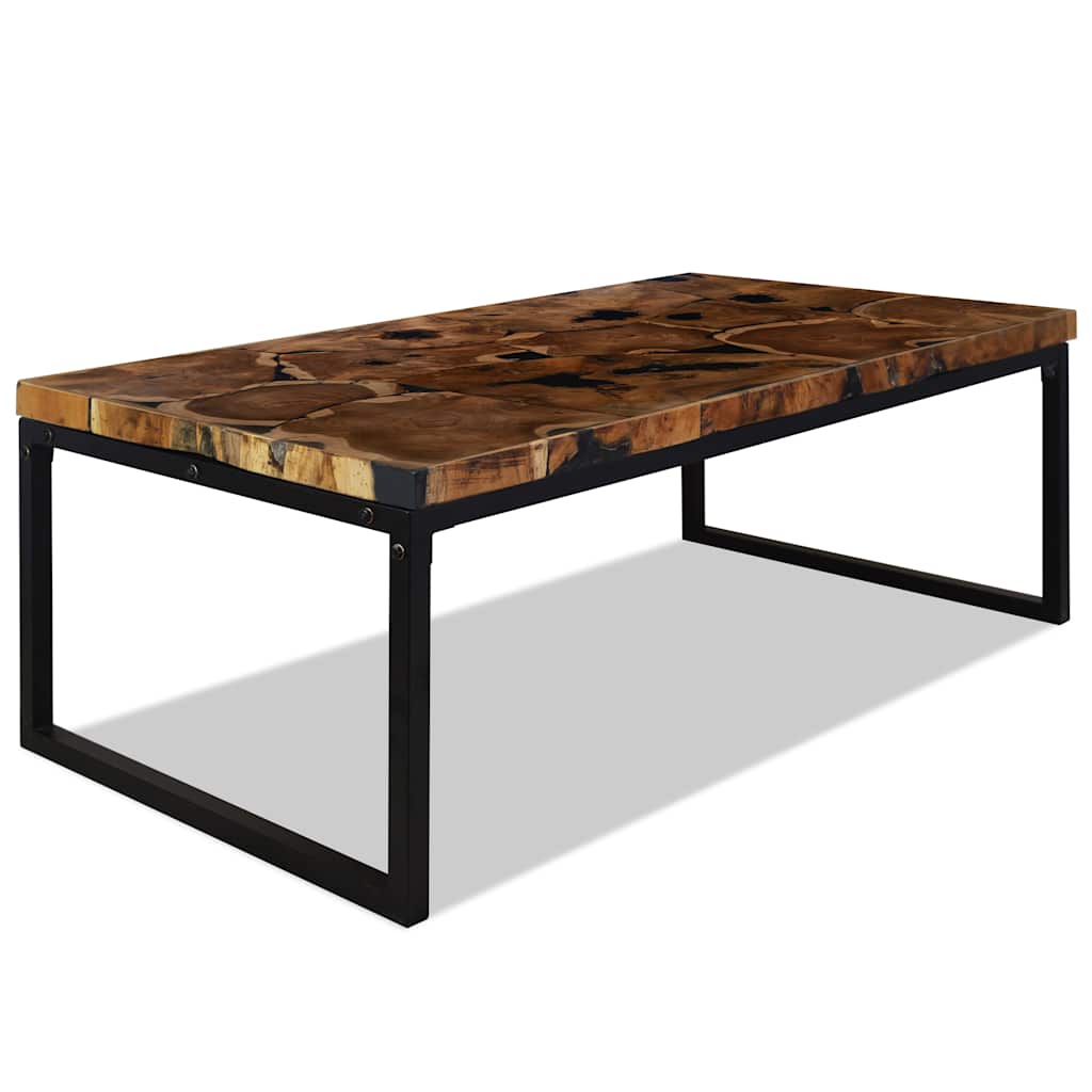 Coffee Table Teak Resin 110X60X40 Cm Brown white black 110 cm