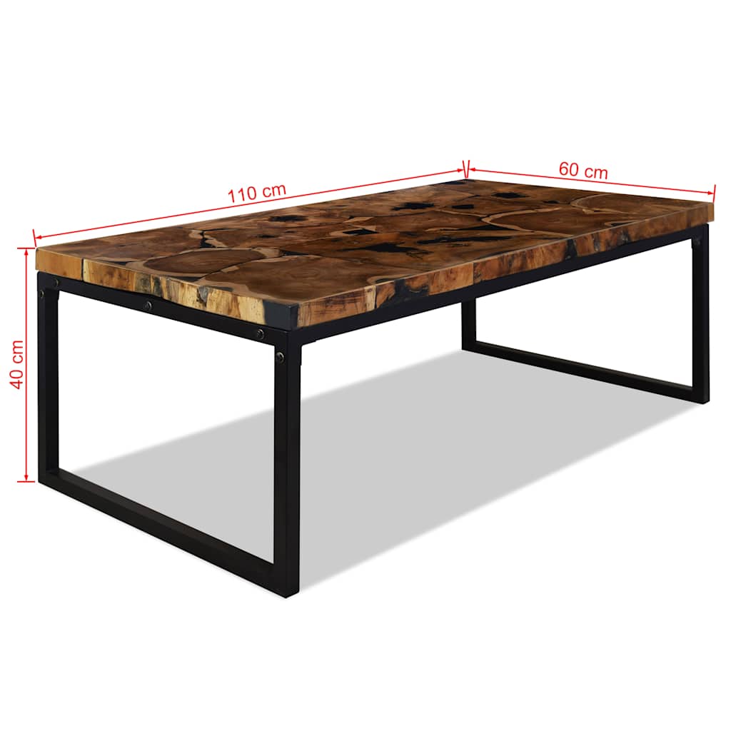 Coffee Table Teak Resin 110X60X40 Cm Brown white black 110 cm
