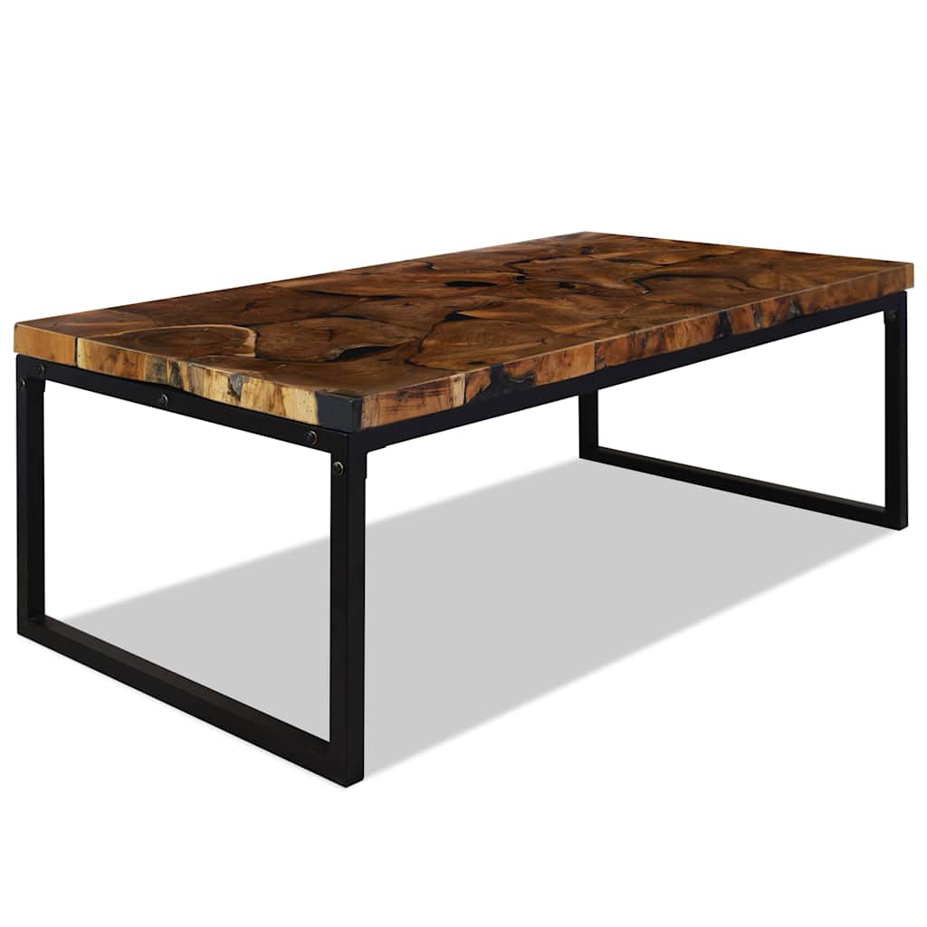 Coffee Table Teak Resin 110X60X40 Cm Brown white black 110 cm