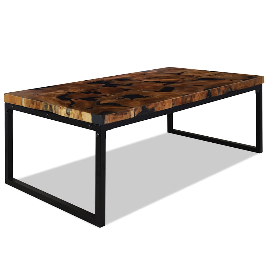 Coffee Table Teak Resin 110X60X40 Cm Brown white black 110 cm