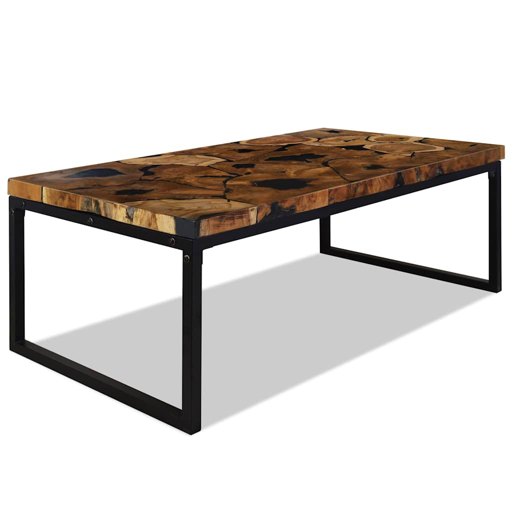 Coffee Table Teak Resin 110X60X40 Cm Brown white black 110 cm