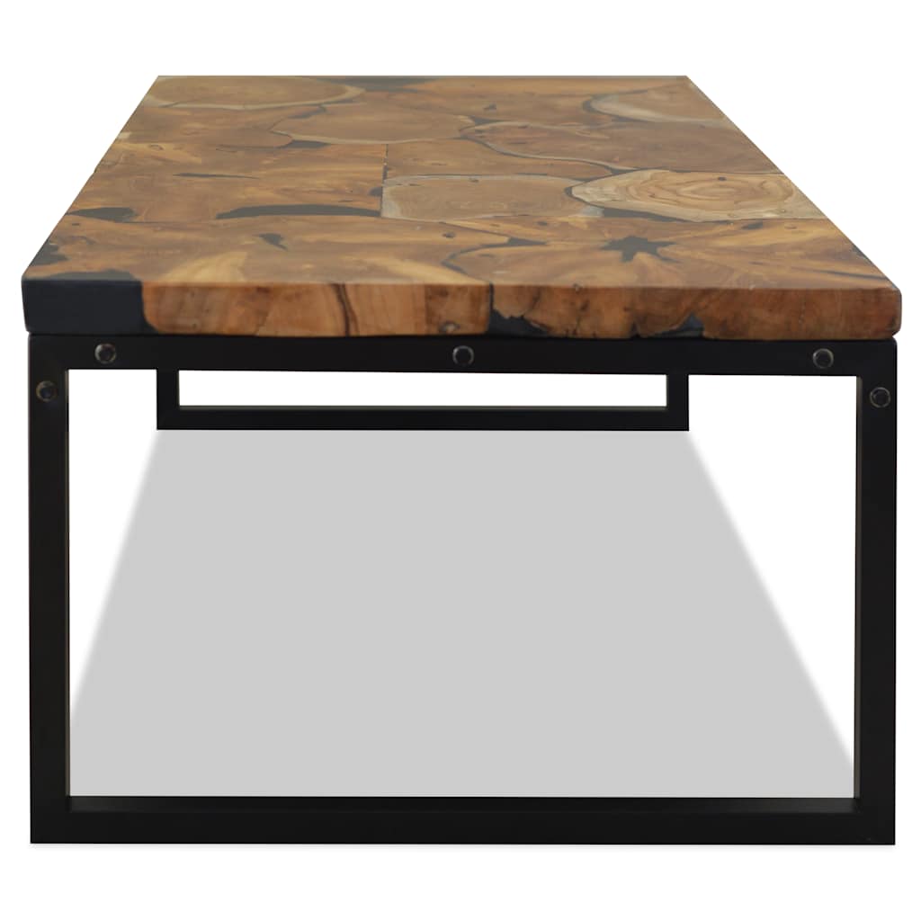Coffee Table Teak Resin 110X60X40 Cm Brown white black 110 cm
