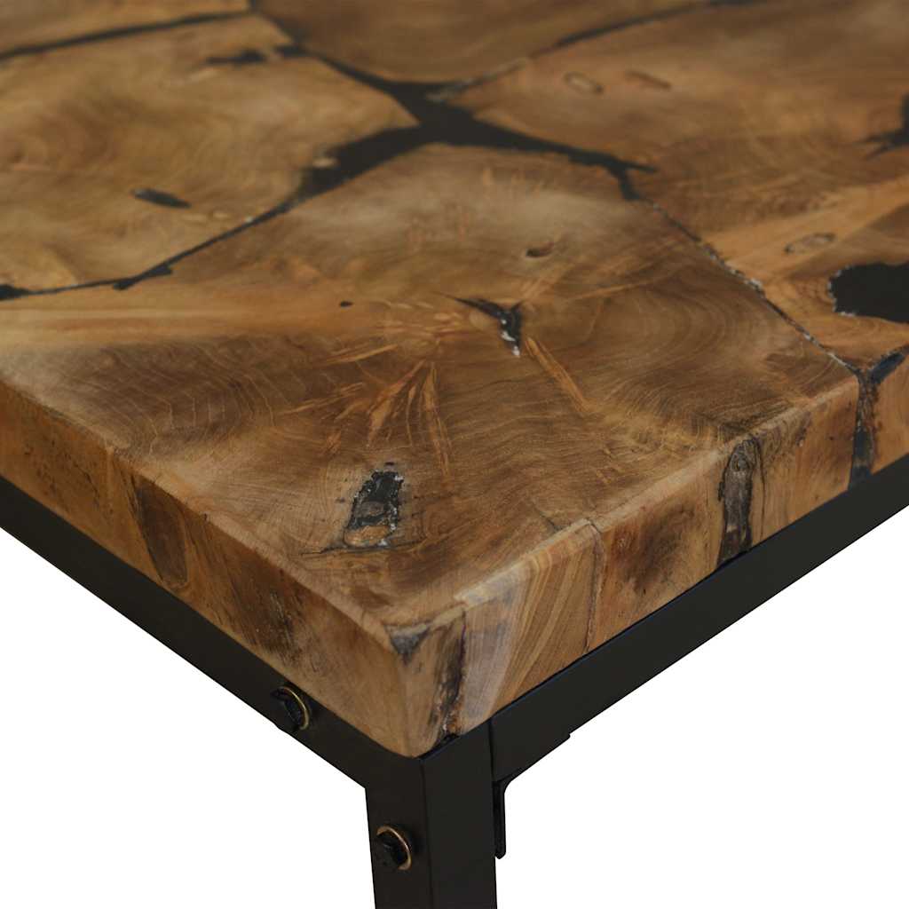 Coffee Table Teak Resin 110X60X40 Cm Brown white black 110 cm