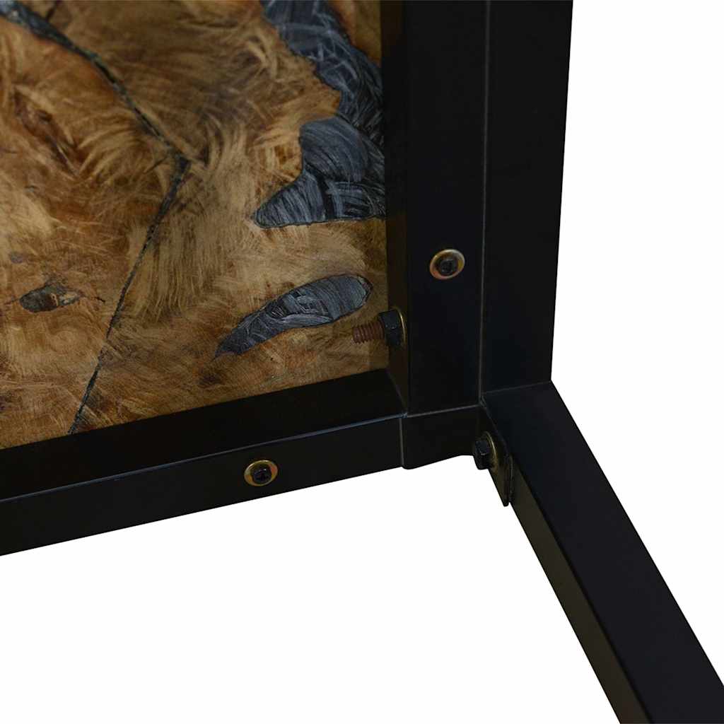 Coffee Table Teak Resin 110X60X40 Cm Brown white black 110 cm