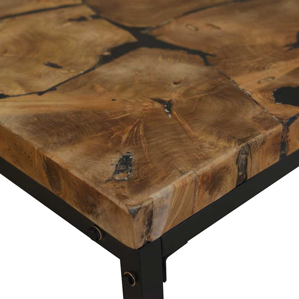Coffee Table Teak Resin 110X60X40 Cm Brown white black 110 cm