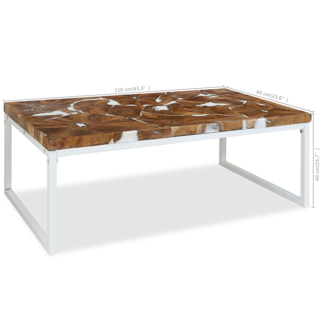 Coffee Table Teak Resin 110X60X40 Cm And Brown