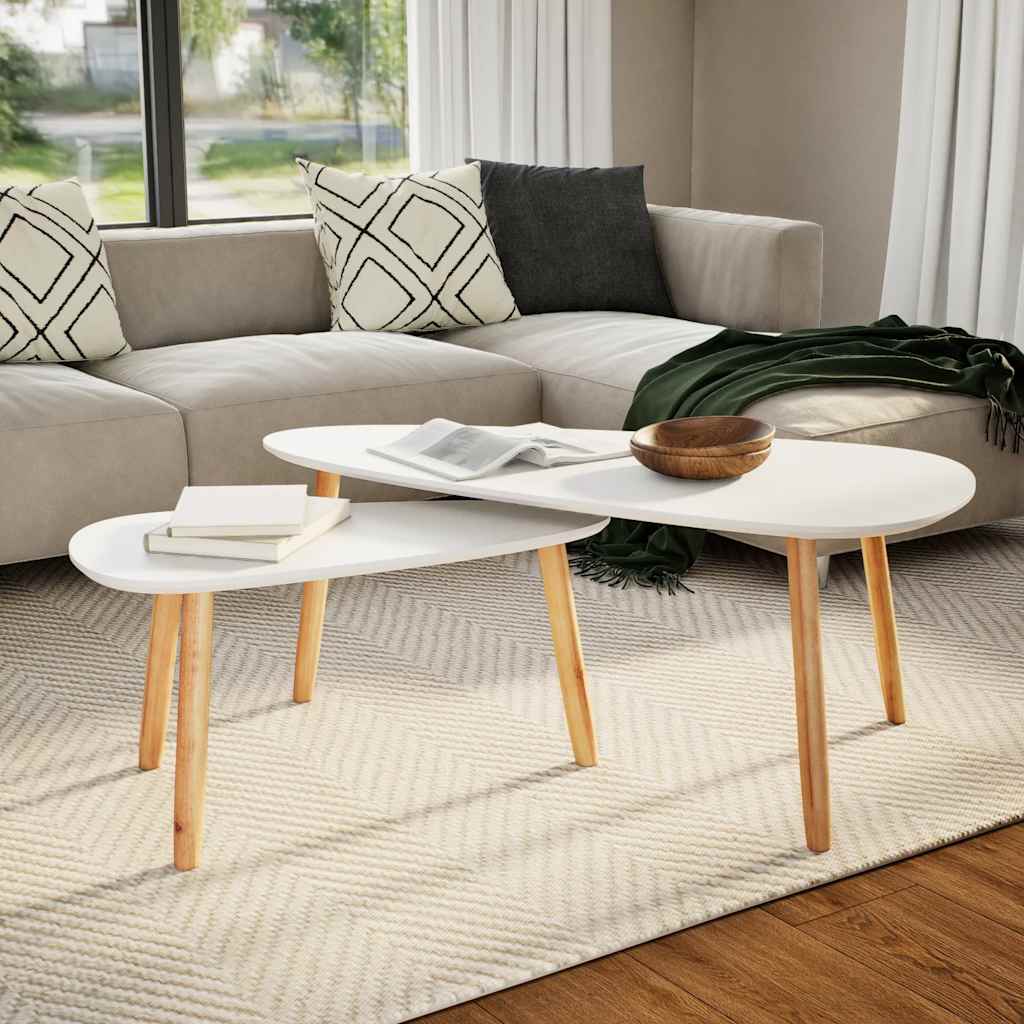 Coffee Table Tables 2 Pcs Solid Pinewood grey brown white black 100 cm