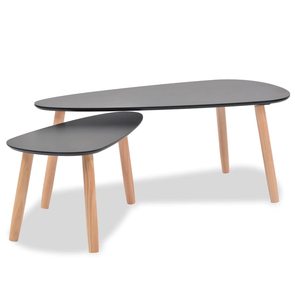 Coffee Table Tables 2 Pcs Solid Pinewood grey brown white black 100 cm