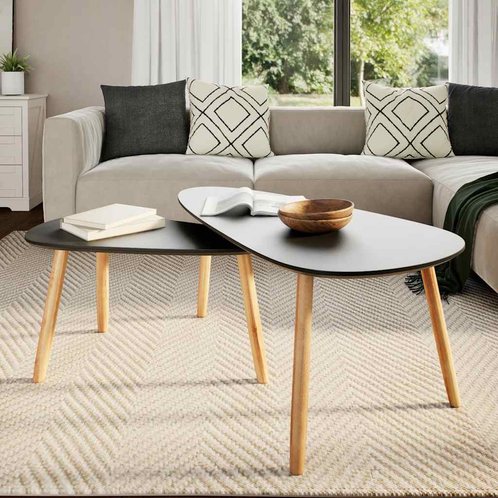 Coffee Table Tables 2 Pcs Solid Pinewood grey brown white black 100 cm