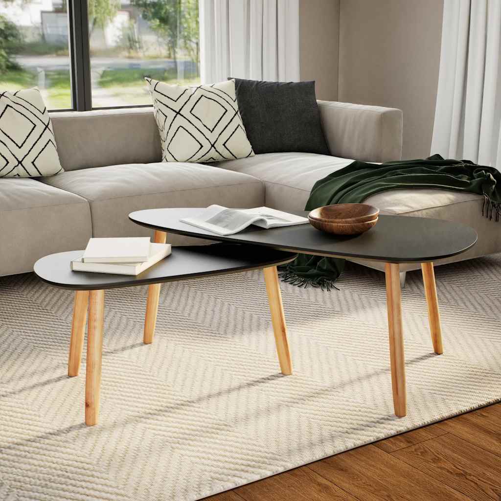 Coffee Table Tables 2 Pcs Solid Pinewood grey brown white black 100 cm
