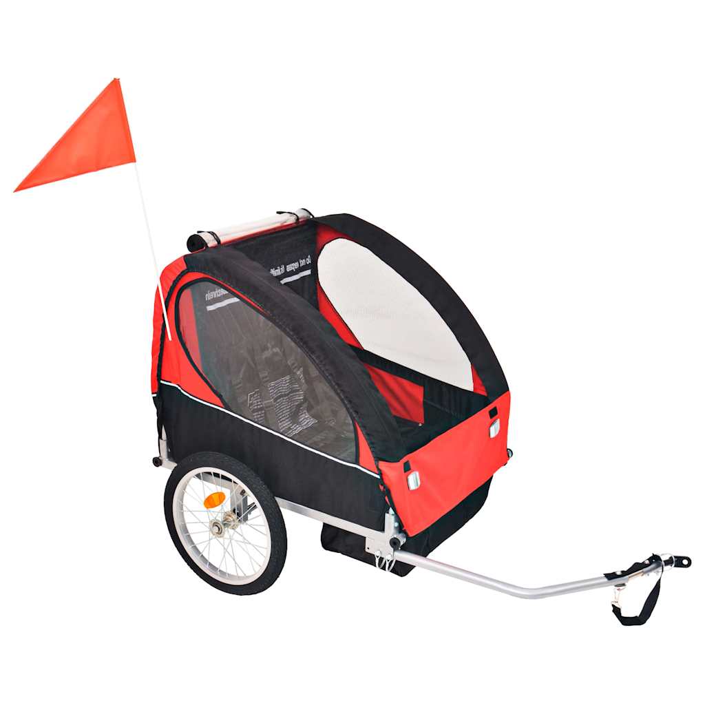 Bicycle Trailers Kids Bike Trailer Double Child Carrier Foldable 30kg Blue red a