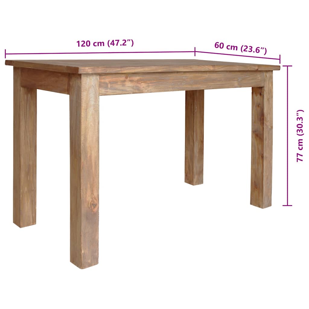 Dining Table Solid Mahogany Wood 120x60cm Rustic Vintage Wooden 120 cm